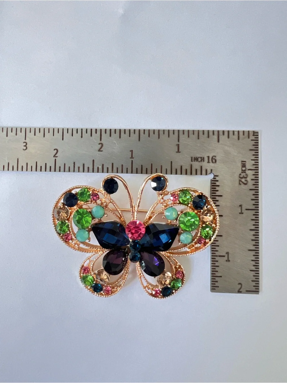 Lot of 3 Multicolor Crystal Butterfly Brooch Pin - Women Jewelry